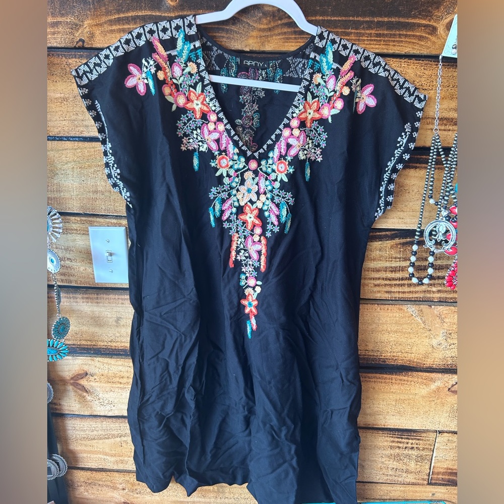 Apny Navy Flowery Dress